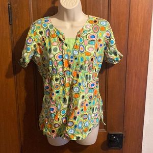 Peaches uniforms scrubs bright green top size medium